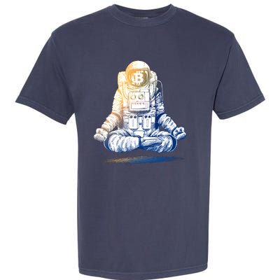 Bitcoin Cryptocurrency Yoga Astronaut Garment-Dyed Heavyweight T-Shirt