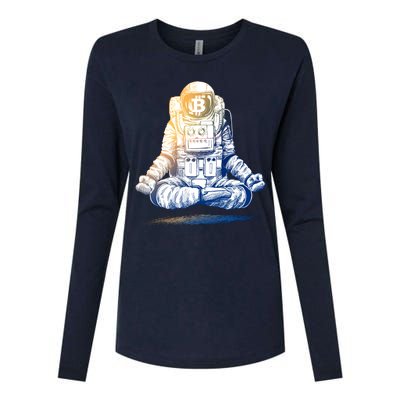 Bitcoin Cryptocurrency Yoga Astronaut Womens Cotton Relaxed Long Sleeve T-Shirt