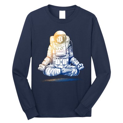 Bitcoin Cryptocurrency Yoga Astronaut Long Sleeve Shirt