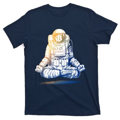 Bitcoin Cryptocurrency Yoga Astronaut T-Shirt