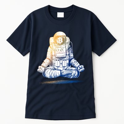 Bitcoin Cryptocurrency Yoga Astronaut Tall T-Shirt