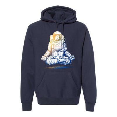 Bitcoin Cryptocurrency Yoga Astronaut Premium Hoodie