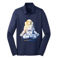 Bitcoin Cryptocurrency Yoga Astronaut Silk Touch Performance Long Sleeve Polo