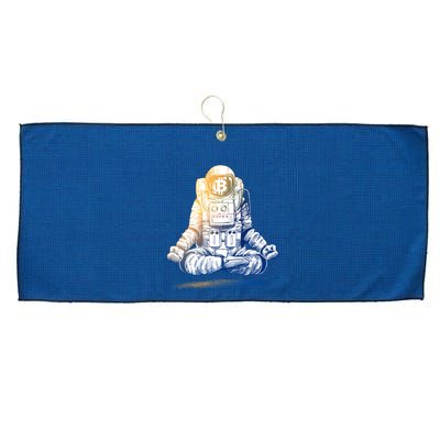 Bitcoin Cryptocurrency Yoga Astronaut Large Microfiber Waffle Golf Towel