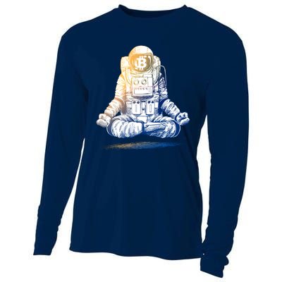 Bitcoin Cryptocurrency Yoga Astronaut Cooling Performance Long Sleeve Crew