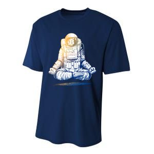 Bitcoin Cryptocurrency Yoga Astronaut Performance Sprint T-Shirt