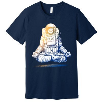 Bitcoin Cryptocurrency Yoga Astronaut Premium T-Shirt