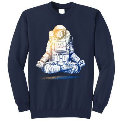 Bitcoin Cryptocurrency Yoga Astronaut Tall Sweatshirt