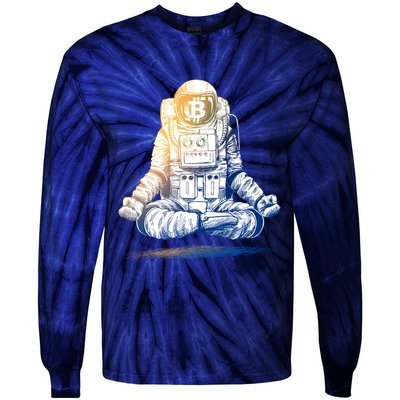 Bitcoin Cryptocurrency Yoga Astronaut Tie-Dye Long Sleeve Shirt