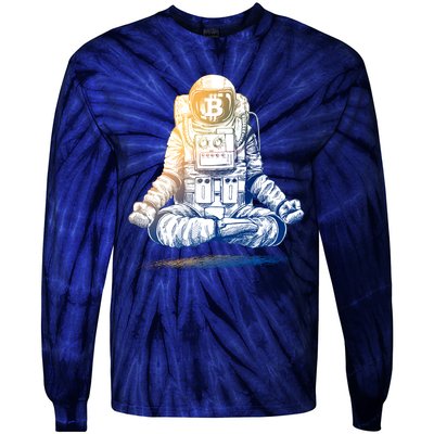 Bitcoin Cryptocurrency Yoga Astronaut Tie-Dye Long Sleeve Shirt