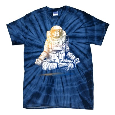 Bitcoin Cryptocurrency Yoga Astronaut Tie-Dye T-Shirt