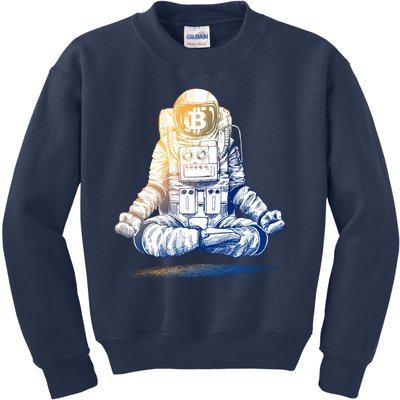 Bitcoin Cryptocurrency Yoga Astronaut Kids Sweatshirt