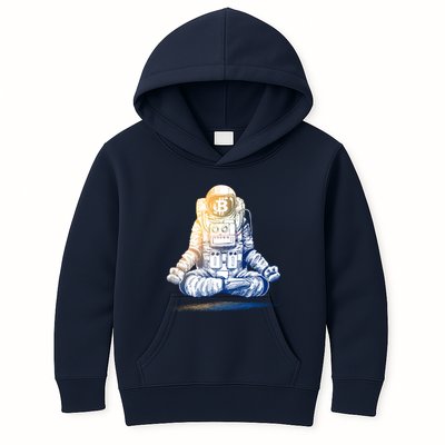 Bitcoin Cryptocurrency Yoga Astronaut Kids Hoodie