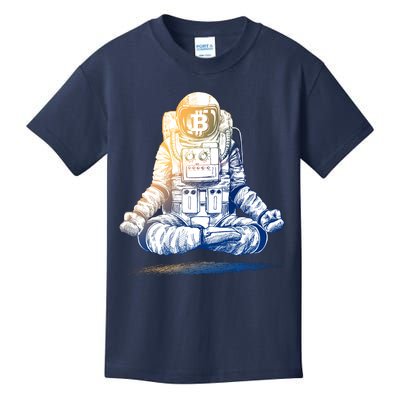 Bitcoin Cryptocurrency Yoga Astronaut Kids T-Shirt