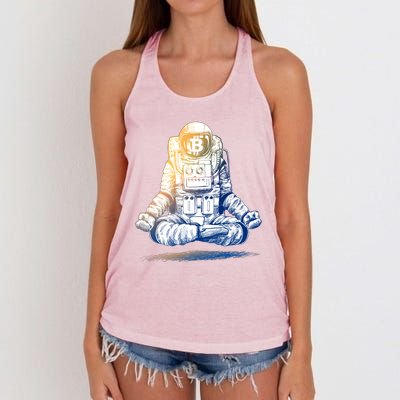 Bitcoin Cryptocurrency Yoga Astronaut Women's Knotted Racerback Tank