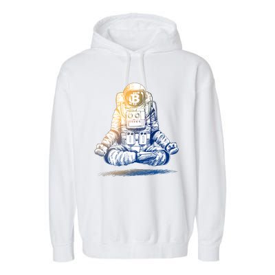 Bitcoin Cryptocurrency Yoga Astronaut Garment-Dyed Fleece Hoodie