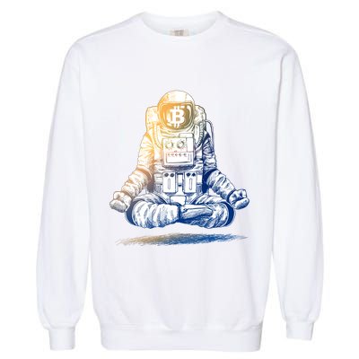 Bitcoin Cryptocurrency Yoga Astronaut Garment-Dyed Sweatshirt