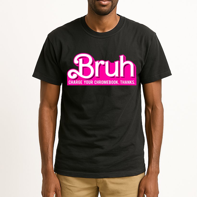 Bruh Charge Your Chromebook Thanks Pink Funny Teacher School Tall T-Shirt