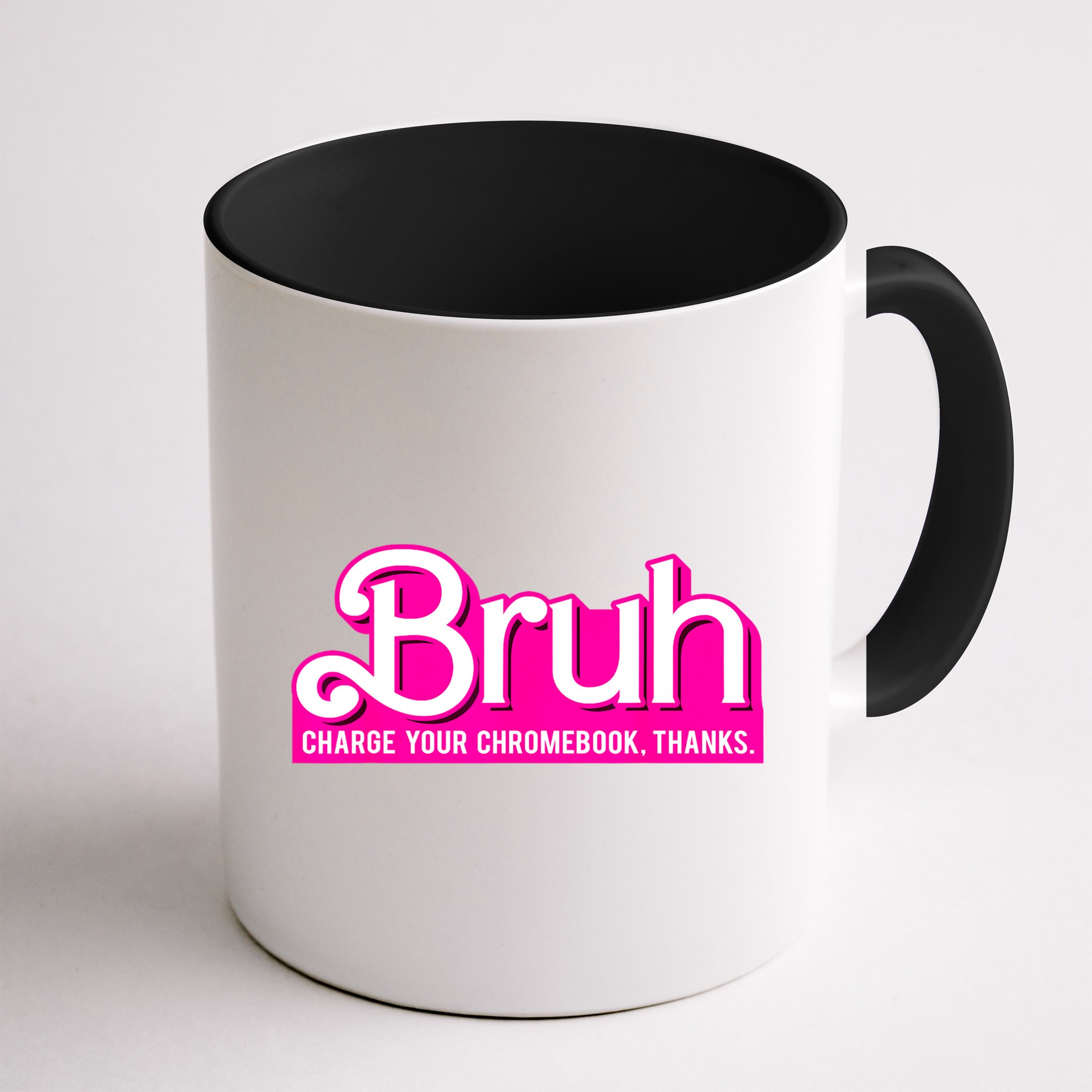 Bruh Charge Your Chromebook Thanks Pink Funny Teacher School Mug