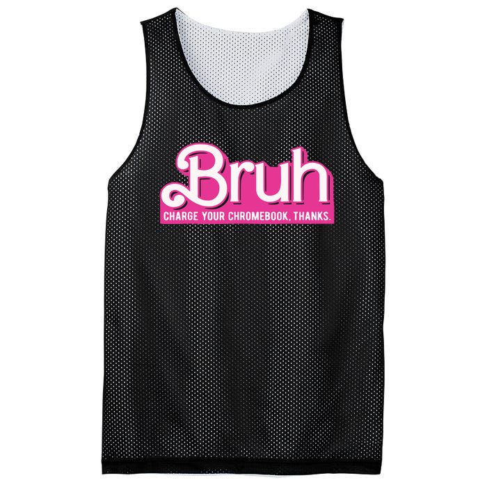 Bruh Charge Your Chromebook Thanks Pink Mesh Reversible Basketball Jersey Tank