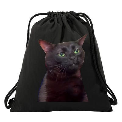 Black Cat Zoning Out Drawstring Bag