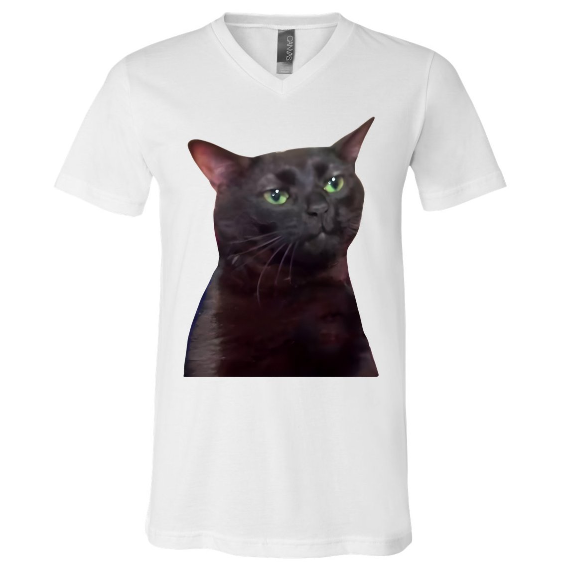 Black Cat Zoning Out V-Neck T-Shirt