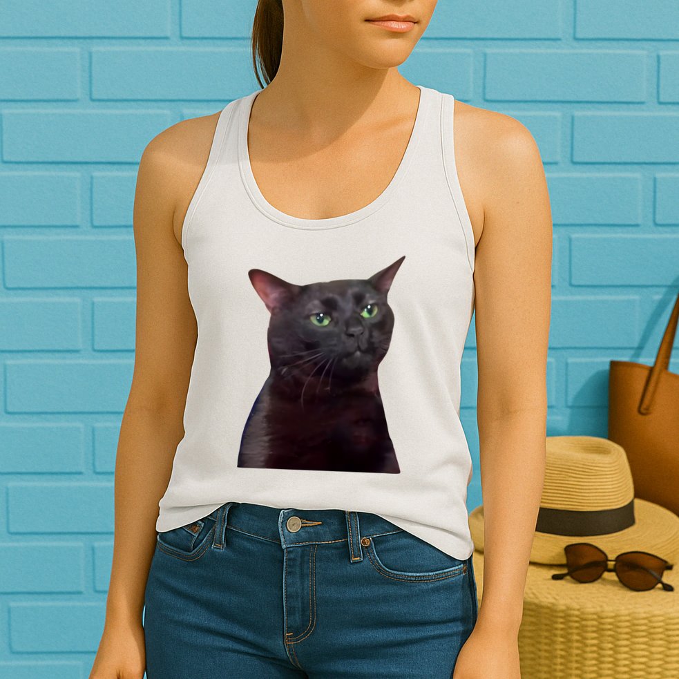 Black Cat Zoning Out Womens Tank Top