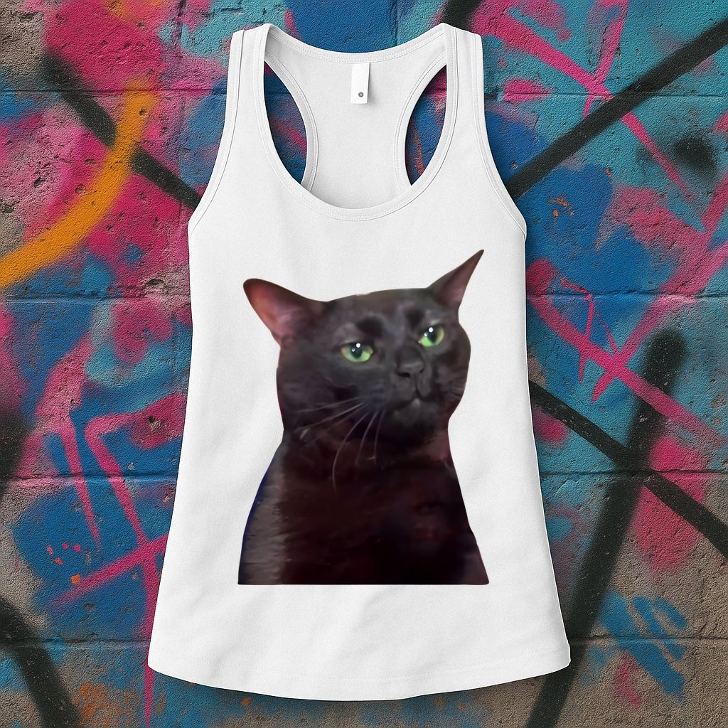 Black Cat Zoning Out Womens Tank Top