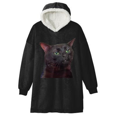 Black Cat Zoning Out Hooded Wearable Blanket