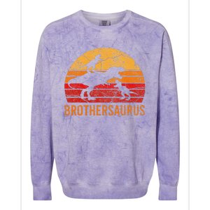 Brother Dinosaur 3 Funny Big Little Brothersaurus Gift Colorblast Crewneck Sweatshirt