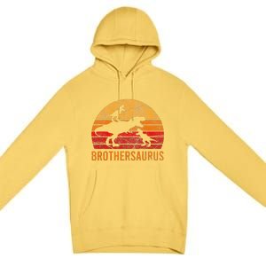 Brother Dinosaur 3 Funny Big Little Brothersaurus Gift Premium Pullover Hoodie