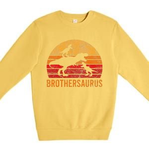 Brother Dinosaur 3 Funny Big Little Brothersaurus Gift Premium Crewneck Sweatshirt