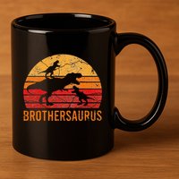 Brother Dinosaur 3 Funny Big Little Brothersaurus Gift 11oz C Handle Ceramic Mug