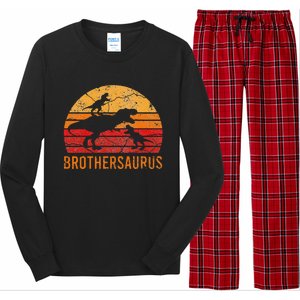 Brother Dinosaur 3 Funny Big Little Brothersaurus Gift Long Sleeve Pajama Set