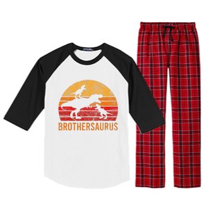 Brother Dinosaur 3 Funny Big Little Brothersaurus Gift Raglan Sleeve Pajama Set