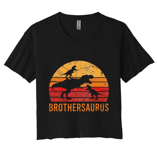 Brother Dinosaur 3 Funny Big Little Brothersaurus Gift Crop Top
