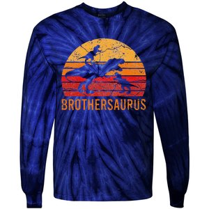 Brother Dinosaur 3 Funny Big Little Brothersaurus Gift Tie-Dye Long Sleeve Shirt