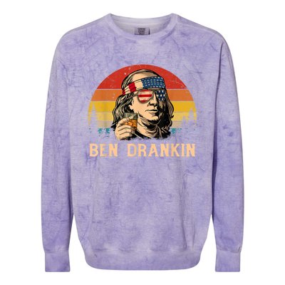 Ben Drankin 4th Of July Funny Vintage Retro Patriotic Gift Colorblast Crewneck Sweatshirt