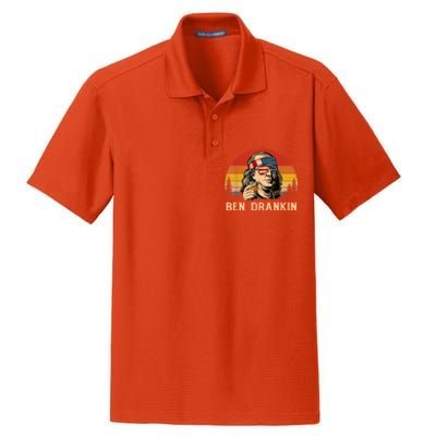 Ben Drankin 4th Of July Funny Vintage Retro Patriotic Gift Dry Zone Grid Polo