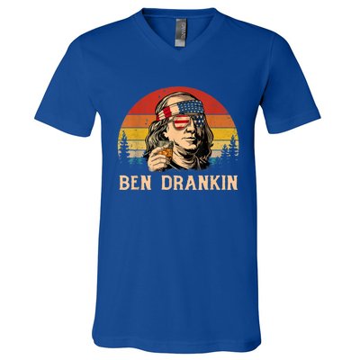 Ben Drankin 4th Of July Funny Vintage Retro Patriotic Gift V-Neck T-Shirt