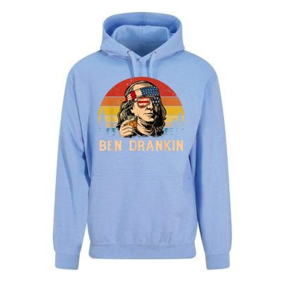 Ben Drankin 4th Of July Funny Vintage Retro Patriotic Gift Unisex Surf Hoodie