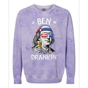 Ben Drankin 4th Of July Benjamin Franklin Usa Flag Colorblast Crewneck Sweatshirt