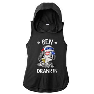 Ben Drankin 4th Of July Benjamin Franklin Usa Flag Ladies PosiCharge Tri-Blend Wicking Draft Hoodie Tank