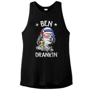 Ben Drankin 4th Of July Benjamin Franklin Usa Flag Ladies PosiCharge Tri-Blend Wicking Tank