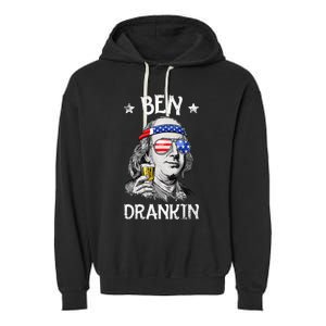 Ben Drankin 4th Of July Benjamin Franklin Usa Flag Garment-Dyed Fleece Hoodie