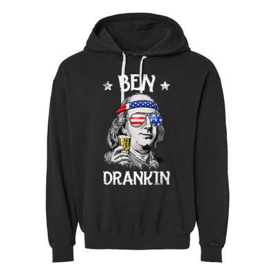 Ben Drankin 4th Of July Benjamin Franklin Usa Flag Garment-Dyed Fleece Hoodie