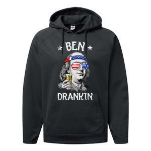 Ben Drankin 4th Of July Benjamin Franklin Usa Flag Performance Fleece Hoodie