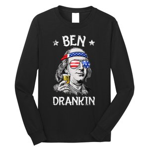 Ben Drankin 4th Of July Benjamin Franklin Usa Flag Long Sleeve Shirt