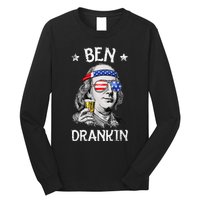 Ben Drankin 4th Of July Benjamin Franklin Usa Flag Long Sleeve Shirt