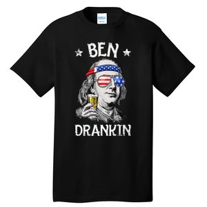 Ben Drankin 4th Of July Benjamin Franklin Usa Flag Tall T-Shirt